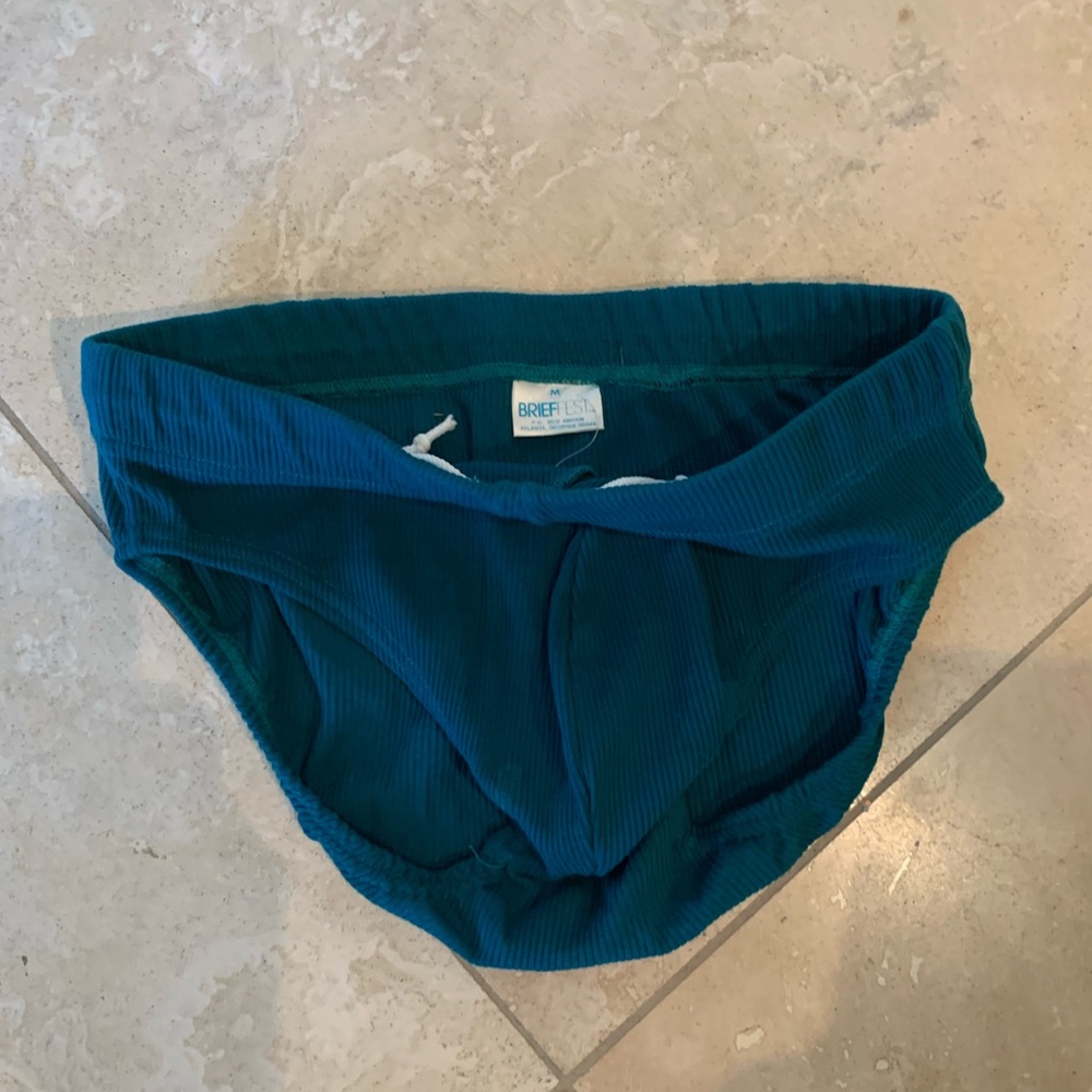 Men's Teal Swim Briefs with Drawstring - Picture 4 of 5